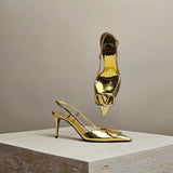 V-Logo Gold Slingback 80mm