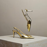 V-Logo Gold Slingback 80mm