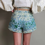 Green linen Painsley Ottie Tuck shorts