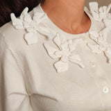 Flower Embrioded Front-Button Cardigan