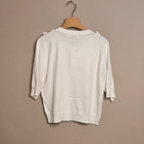 Flower Embrioded Front-Button Cardigan