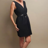 Black Wool & Silk Dress with Sequin Bow