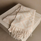 FF Logo Jacquard Cashmere Scarf In Beige