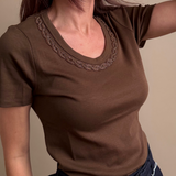 Beaded Round Neck T-shirt