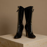 Rebelle Front Zip Patent Mid High Boots