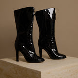 Rebelle Front Zip Patent Mid High Boots