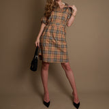 Checkered Pattern Shirt Dress