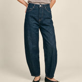 High-rise Barrel-leg Jeans