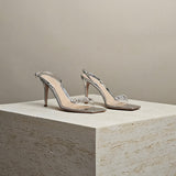 Crystal-embellished PVC and Metallic Leather Slingback Sandals