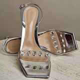 Crystal-embellished PVC and Metallic Leather Slingback Sandals
