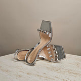 Crystal-embellished PVC and Metallic Leather Slingback Sandals