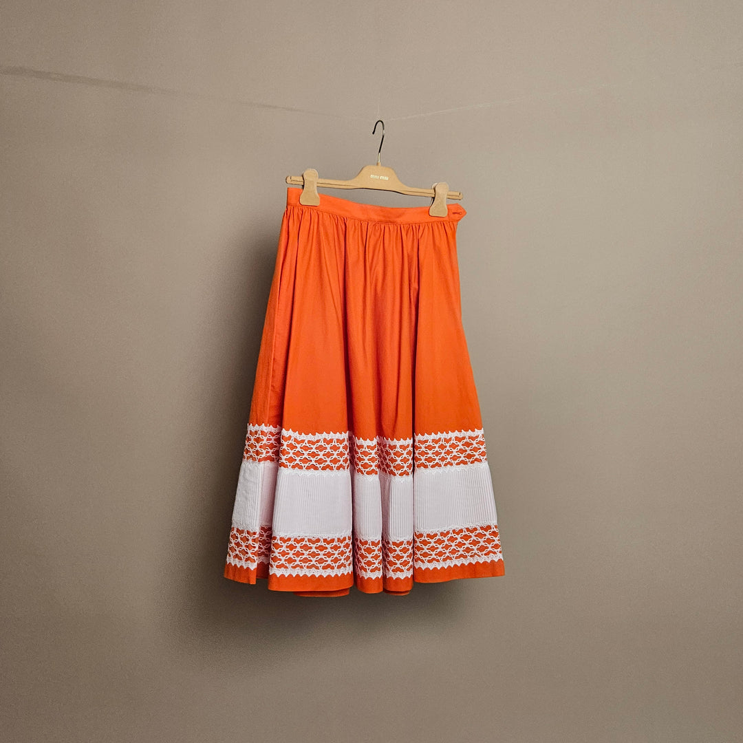 Miu Miu Orange Midi Skirt