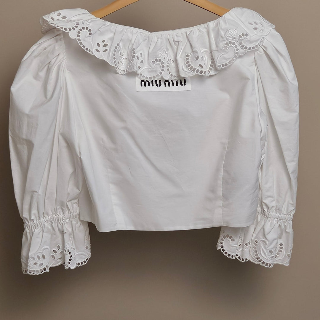 Miu Miu Embroidery Cropped Blouse