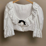Embroidery Cropped Blouse