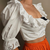 Embroidery Cropped Blouse