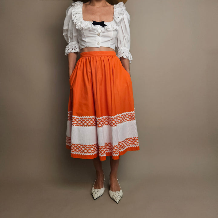 Miu Miu Orange Midi Skirt