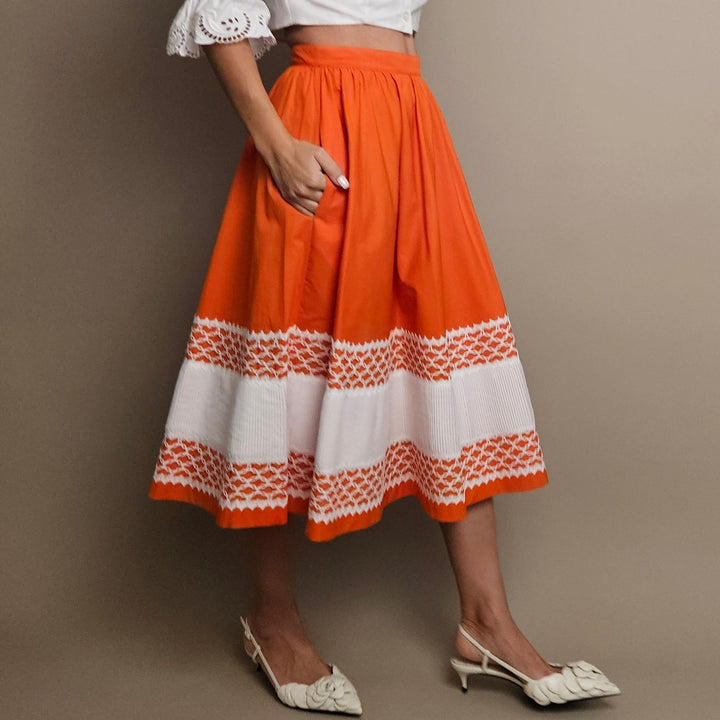 Miu Miu Orange Midi Skirt