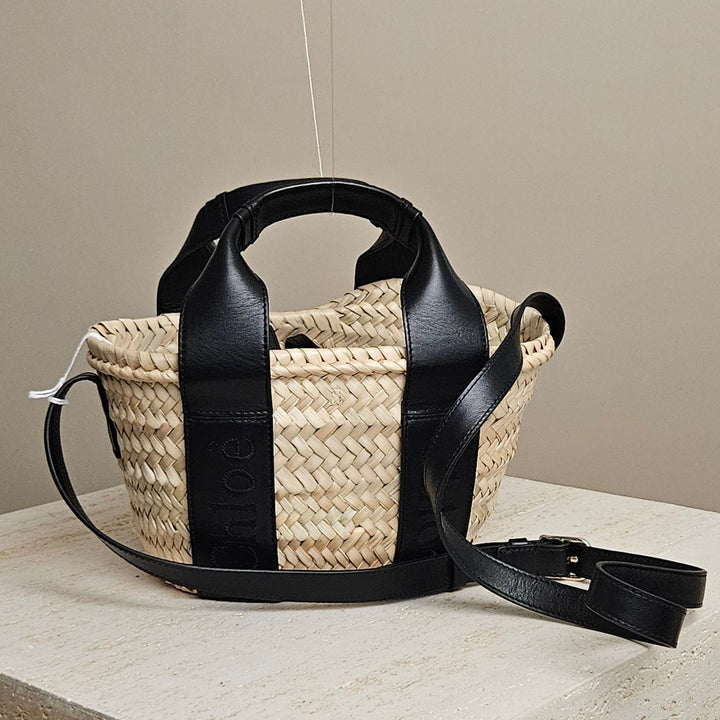 Chloe - Logo-print Raffia Tote Bag Small