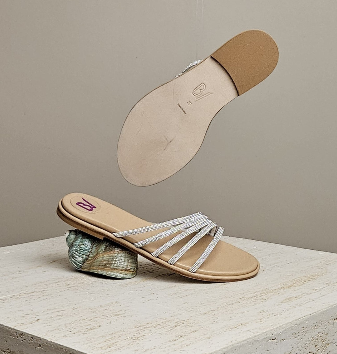 Bettina Vermillon Stella Honey Crystal Flat Sandal