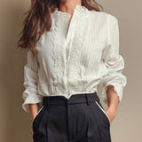 Lace Shirt Embroidered Trim and Cuff