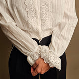 Lace Shirt Embroidered Trim and Cuff