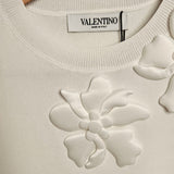 Flower knit sleeveless sweater white