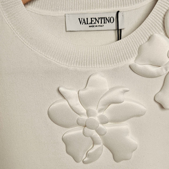 Valentino Flower knit sleeveless sweater white