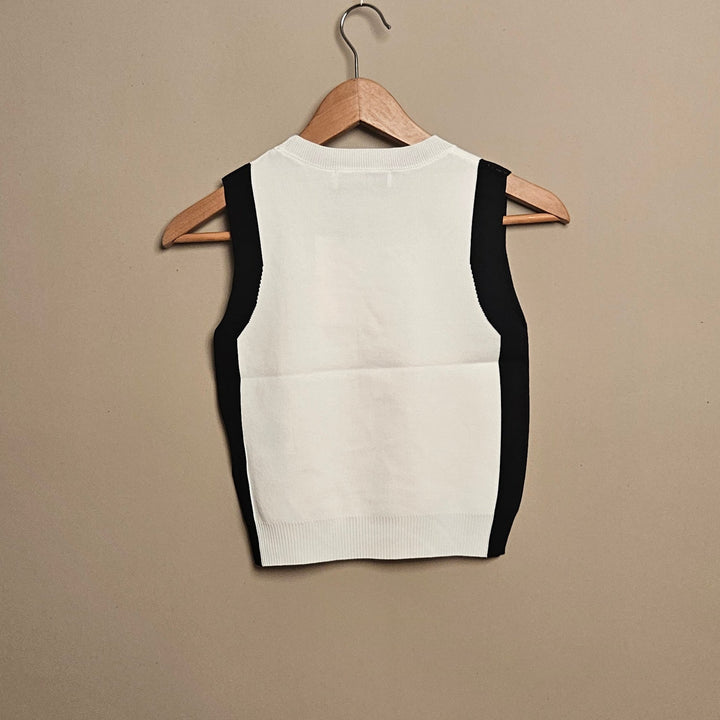 Valentino Flower knit sleeveless sweater white