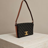 Trapeze Canvas Triomphe Shoulder Bag Brown Canvas