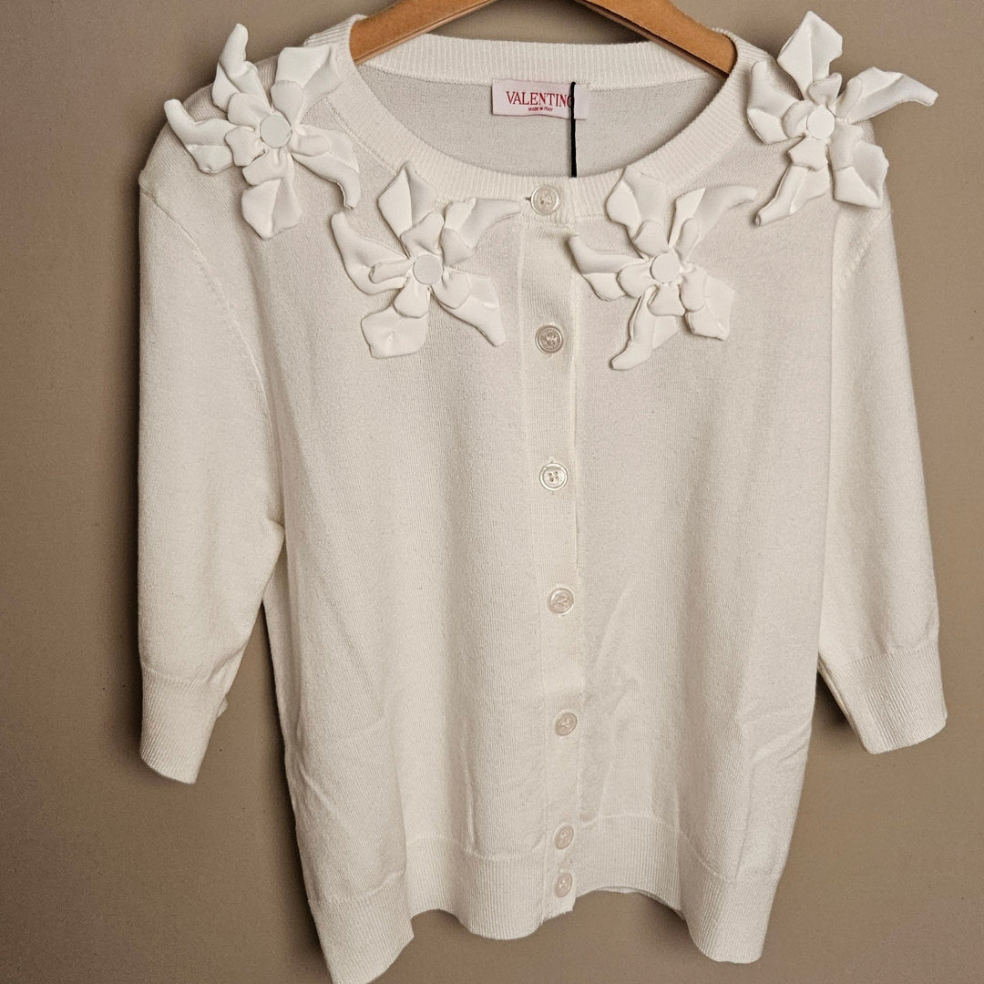 Valentino Garavani- Flower Embrioded Front-Button Cardigan