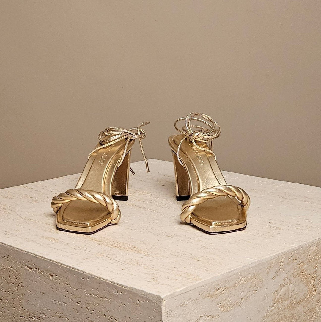 Jimmy Choo Diosa Sandal 85 Gold Leather