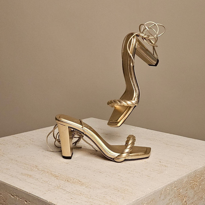 Jimmy Choo Diosa Sandal 85 Gold Leather