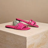 Laran Flat Fuchsia Leather