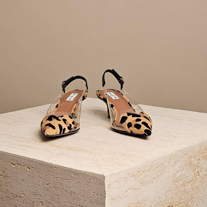 Alaïa Coeur Faux Fur Trimmed PVC Pump Leopard