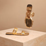 Chain 1967 Slides Gold Leather/PVC