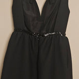Black Wool & Silk Dress with Sequin Bow