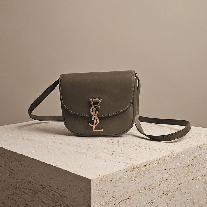 YSL - Saint Laurent Kaia Small Leather Shoulder Bag Army Green