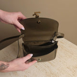 YSL - Saint Laurent Kaia Small Leather Shoulder Bag Army Green