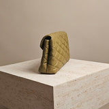 Saint Laurent Sade Puffy Clutch Bag Green Leather