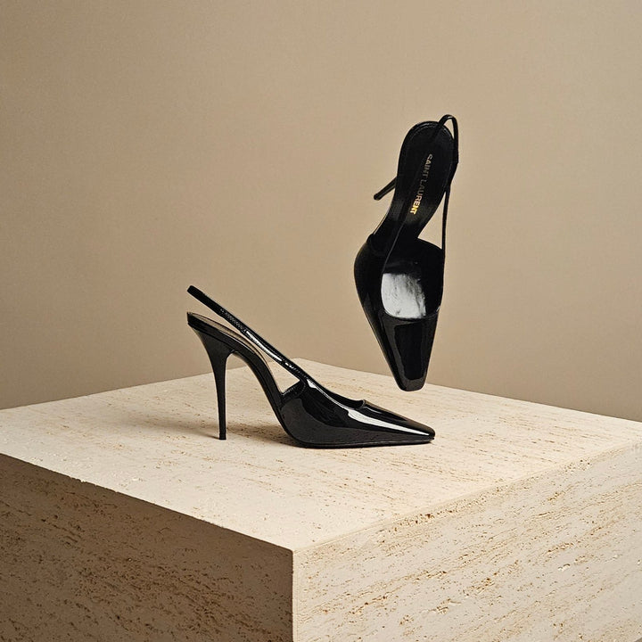 YSL Patent Leather Black Slingback Pump