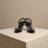Crystal Raso Seta ankle strap sandal