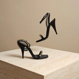 Crystal Raso Seta ankle strap sandal