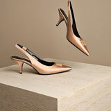 TF Logo-Plaque Slingback Pump Rosegold Satin