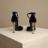 Chain Trimmed Velvet Black Pump