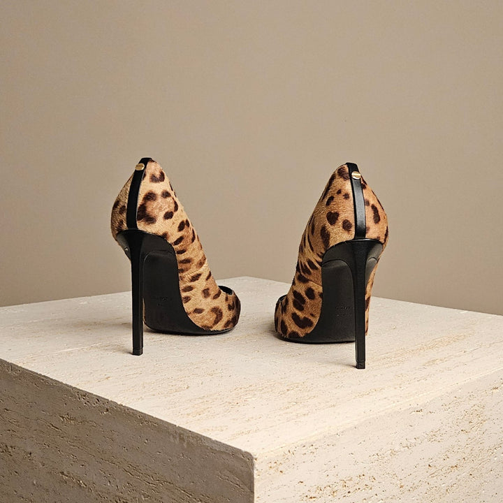 Tom Ford Leopard Print Leather Pump Brown