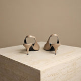 TF Logo-Plaque Croc Slingback Pump Latte Leather