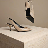 TF Logo-Plaque Croc Slingback Pump Latte Leather