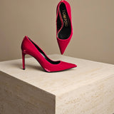 T Screw Velvet Pump Pink Velvet