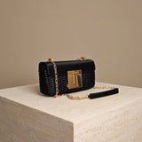 001 Chain Shoulder Bag Black Gold Satin/Leather