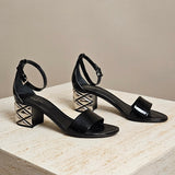 Patent Leather Block Heel Sandals